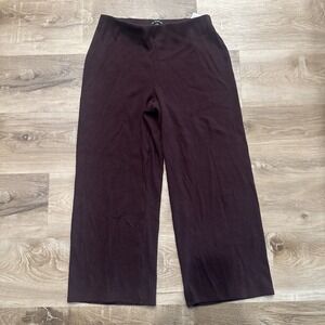 Eileen Fisher Women's Pull On Pants Size Xs Burgundy Elastic Waist Straight Leg